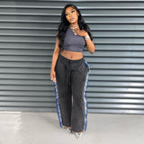 Women Cargo Pants Women's Stitching Design Loose Mopping Casual Pants