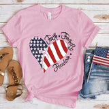 Women's Independence Day T Shirt round Neck Short Sleeve T-shirt