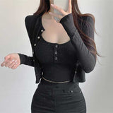 Women Long Sleeve Shirt Black and White Striped Camisole Small Cardigan Coat