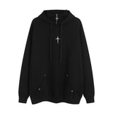 Men Hoodie Four-Corner Star Decorative Stand Collar Hooded Sweater Hip Hop Loose Autumn