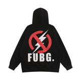 Men Hoodie Lightning Ban Pattern Hooded Sweater Men