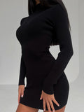 Women Sweater Dress Long Sleeve Knitted Dress Autumn Winter Sexy Skinny Short Woolen Skirt