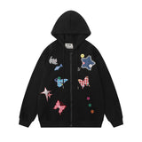 Men Hoodie Paste Cloth Embroidery Butterfly XINGX Hooded Cardigan Sweater