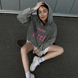 Women Sweatshirt Distressed Hooded Sweater Autumn and Winter Loose Casual