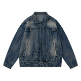 Men Denim Jacket Men's Vibe Loose Washed-out Distressed Jacket