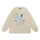 Men Hoodie Letter Print Patch Decoration round Neck Sweater