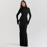 Women Dresses Autumn and Winter Women's Clothing round-Neck Flared Sleeves Dress