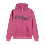 Men Fleece Lined Hoodie High Street Letters Printed Hoodie Men's Loose Hooded