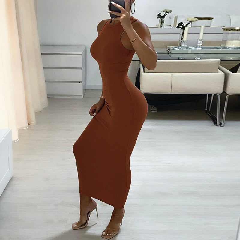 Women Desses round Neck Sleeveless Dress