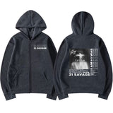 Rapper 21 Savage I Am I Was Album Cover Zipper Sweatshir