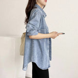 Women T-shirt Spring Autumn Blouse Loose Denim Jacket