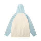 Men Hoodie Color Contrast Patchwork Raglan Sleeve Hooded Pullover Hip Hop Street Fashion Five-Pointed Star Paste Cloth Embroidery