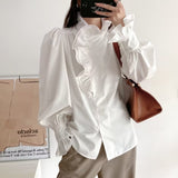 Women T-Shirt Long-Sleeved Shirt Collar Mid-Length Shirt for Women