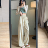 Palazzo Pants Women's Wide-Leg Pants Summer High Waist Casual Cotton and Linen