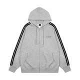 Men Hoodie Loose Sports Hooded Cardigan Sweater Men's Striped Stitching Casual