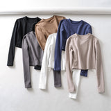 Women T-shirt Sports Bottoming Shirt Short Workout Clothes Long Sleeve T-shirt
