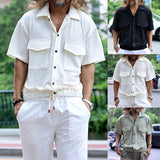 Men's Shirt Cotton Cardigan Front Pocket