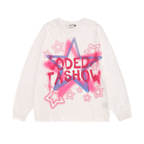 Men Long Sleeve Shirt Idle Style Alphabet Graffiti Print Long Sleeve T-shirt Men and Women All-Matching