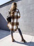 Plaid Trench Coat Straight Single-Breasted Plaid Long Sleeve Shirt