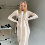 Women Halter Tops Autumn Winter Sexy Woolen Slim-Fit Long Sleeve Dress