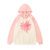 Men Hoodie Heart Spider Web Printed Hoodie