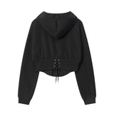 Women Hoodie Embroidered Hooded Sweater Women's Autumn Short Hoodie
