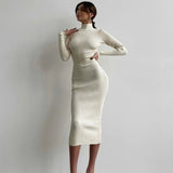 Women Sweater Dress Turtleneck Knitted Skirt Women's Tight Autumn and Winter Dress