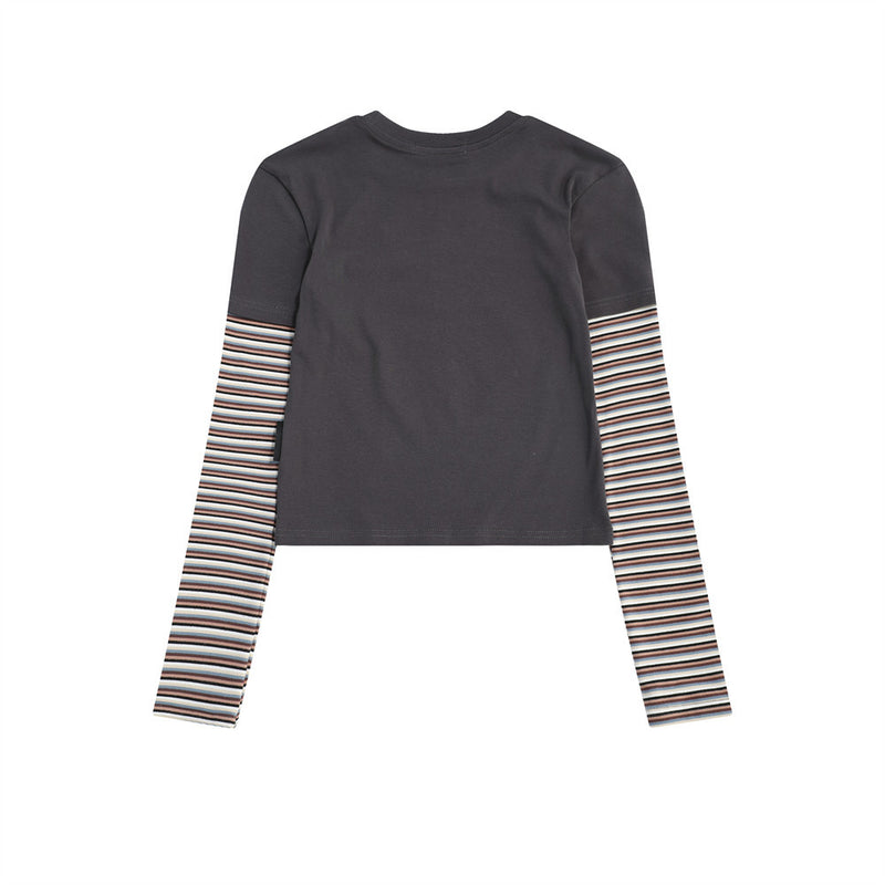 Women Long Sleeve T-Shirt Long Sleeve T-shirt Women's Autumn Color Contrast Short Top