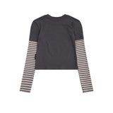 Women Long Sleeve T-Shirt Long Sleeve T-shirt Women's Autumn Color Contrast Short Top