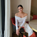 Women Jumpsuit Long Sleeve Cross Slim High Waist off-the-Shoulder Jumpsuit