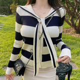 Women Long Sleeve Shirt Autumn Winter Sweater Female Striped Top Women