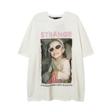 Men T Shirt Vintage Portrait Printing Printed Short Sleeve T-shirt for Men and Women Couple