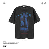 American vintage street T-shirt pure cotton retro men's and women's summer loose half sleeves