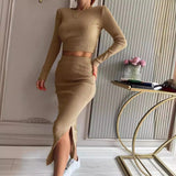 Women Co-Ord Set Turtleneck Long Sleeve Narrow Skirt Suit Women