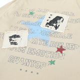 Men Hoodie Letter Print Patch Decoration round Neck Sweater