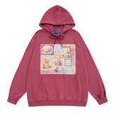 Men Hoodie Cartoon Bear Printed Pullover Hoodie