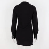 Work Dresses Temperament Lapel Cardigan Solid Color Dress