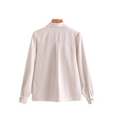 Women T-Shirt Retro V-neck Long Sleeve Shirt Women's Autumn