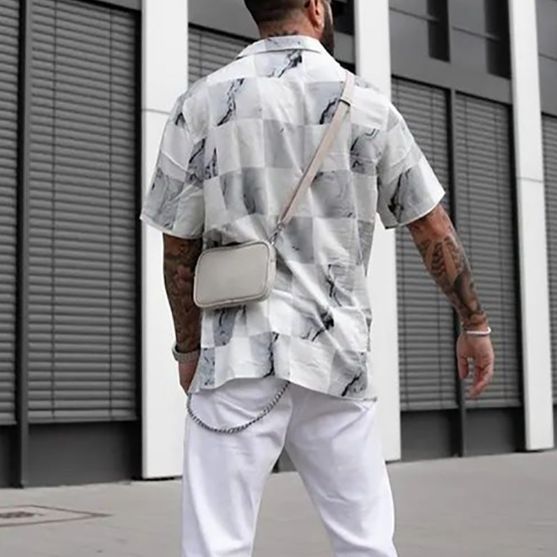 Men Shirt Short Sleeve Men's Shirt Beach Casual Loose