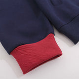 Men Hoodie Lapel Sweater Men's Spring and Autumn Loose Contrast Color Polo Collar Half Zipper Top