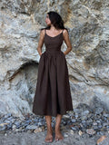 Women Dresses V-neck Skirt with Shoulder Straps Female Elegant Sexy Backless