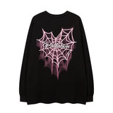 Men Long Sleeve Shirt Hiphop Spider Foam Print Couple Long Sleeve T-shirt Loose Men and Women