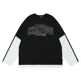 Men Hoodie Embroidered Crew Neck Sweater Loose Cotton Autumn Street Long-Sleeve Stickers Color Matching Top