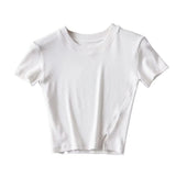 Women T-Shirt Summer round Neck Tight Short Top T-shirt for Women