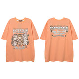 Men T Shirt Hip Hop Design Cartoon Couple Short Sleeve T-shirt Men and Women