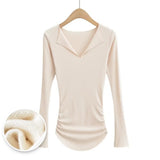 Women T-Shirt Top Women's Autumn Winter Sexy V Flip T-shirt