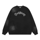 Men Hoodie Letter Printed round Neck Long Sleeve Men's Sweater Loose Top