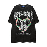 Men T Shirt Wash T-shirt Male and Female Trendy Brand Hip Hop Retro round Neck Short Sleeves