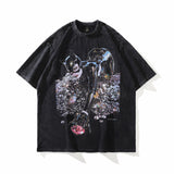 Men T Shirt Printed Short-Sleeved T-shirt Men's American Retro Top