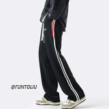 Men Sweatpants Striped Color Matching Pants Spring Fashion Brand Straight Loose Casual
